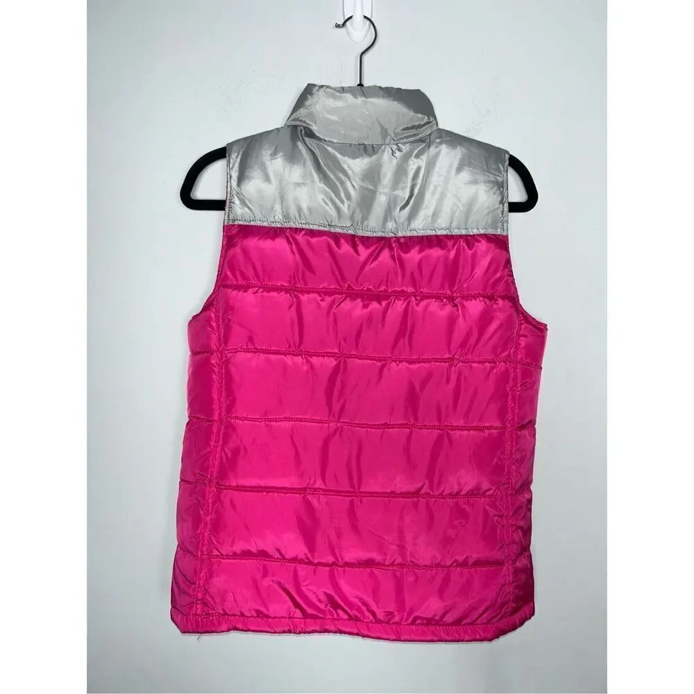 Nike girls reversible pink puffer vest size Large 12-13 years C23-1